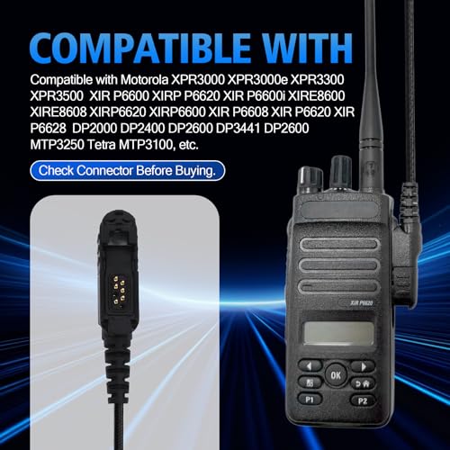 WODASEN Over Ear Noise Cancelling Headset Overhead Radio Headphone with VOX PTT Boom Mic for XPR3000e XPR3300e XPR3500e (XPR 3000 3300 3500) DEP550e DEP570e DP2400 DP2600 DGP8050e Elite (Double-Ear)