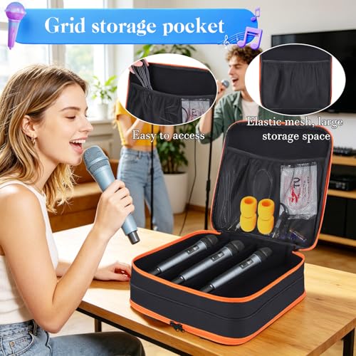 Wireless Microphone Carrying Case,8 Slots Mic Storage Bag