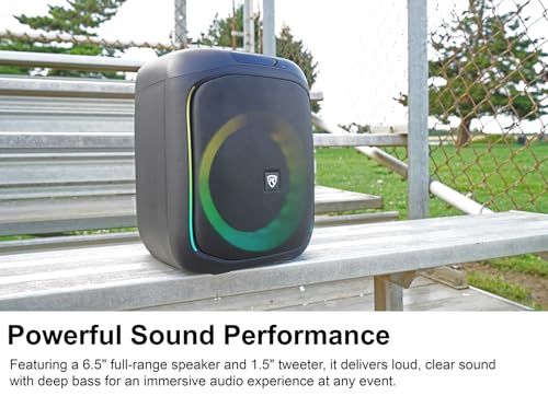 Rockville ROCKBOX PRO V2 150W Portable Bluetooth Speaker, LED Party Lights, TWS Pairing, Mic Input, for Outdoor Events and Karaoke | 12-Hour Rechargeable Battery, 150W Peak, 40W RMS. Bluetooth 5.1, TWS Pairing, USB/AUX/Mic Inputs, 40ft Wireless Range