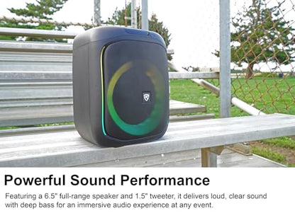 Rockville ROCKBOX PRO V2 150W Portable Bluetooth Speaker, LED Party Lights, TWS Pairing, Mic Input, for Outdoor Events and Karaoke | 12-Hour Rechargeable Battery, 150W Peak, 40W RMS. Bluetooth 5.1, TWS Pairing, USB/AUX/Mic Inputs, 40ft Wireless Range