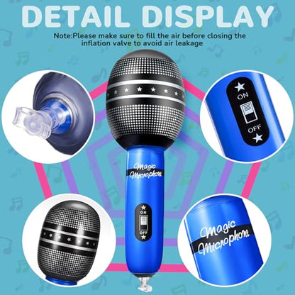 30 Pcs Inflatable Microphones for Kids & Adults, Karaoke Party Favors, Neon - color: Vibrant Color