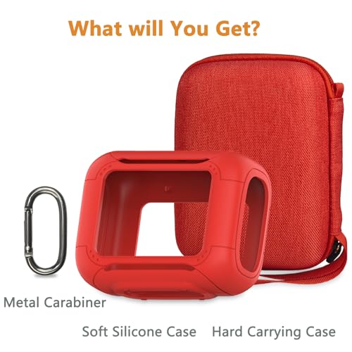 Protective Case for JBL Go 5 Portable Bluetooth Speaker | Accessories Hard Carrying Case and Silicone Cover with Metal Carabiner (Red Case) - color: Red Case