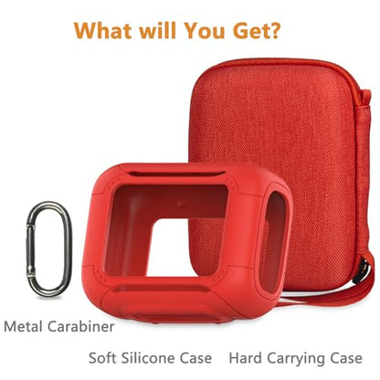 Protective Case for JBL Go 5 Portable Bluetooth Speaker | Accessories Hard Carrying Case and Silicone Cover with Metal Carabiner (Red Case) - color: Red Case