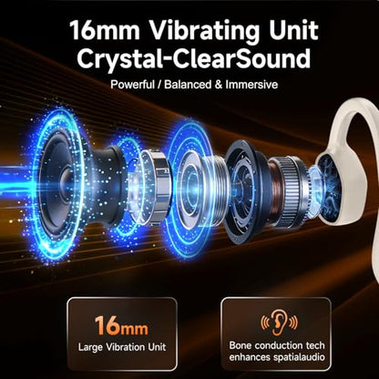 Bone Conduction Headphones Bluetooth 6.1 Open Ear IPX7 Waterproof - color: Orange