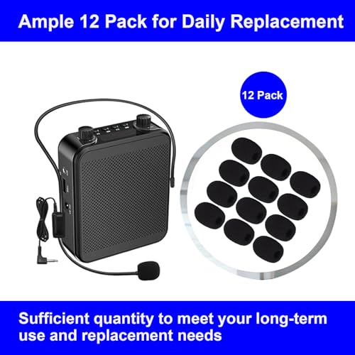12 Pack Microphone Covers Foam, Noise Reduction Mic Cover, for Lapel and Headset Microphones Windscreen