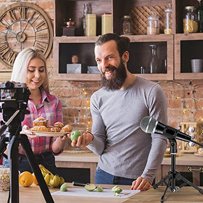 BILIONE Microphone Stand Desk Tripod, Portable Desktop Mini Mic Stand