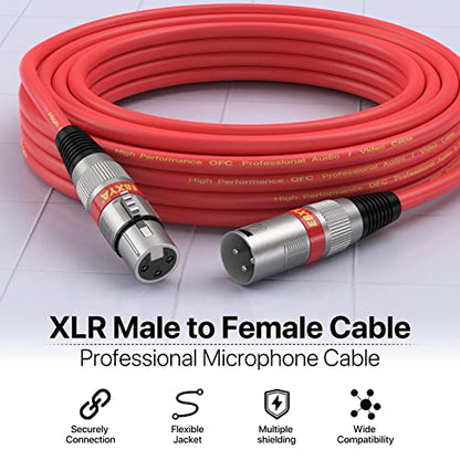 EBXYA XLR Cable 2ft 10 Pack - 3 Pin Balanced Male to Female Mic Cable - color: 10 Colors, size: 2ft