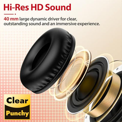 INFURTURE USB C Headphones Wired with Mic & Volume Control, Noise Isolating Over-Ear Headphones, Tangle-Free Plaiting Line, Foldable Headphone for School/Travel/iPad,Tablet,iPhone 17/16/15 - color: Red