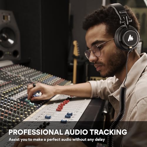 MAONO XLR/USB Gaming Microphone and Studio Monitor Headphones Set, Computer Recording Mic with Mute Button, RGB, Over Ear Wired Headset for YouTube Podcasting Streaming Gaming (PD100X Black+MH601)
