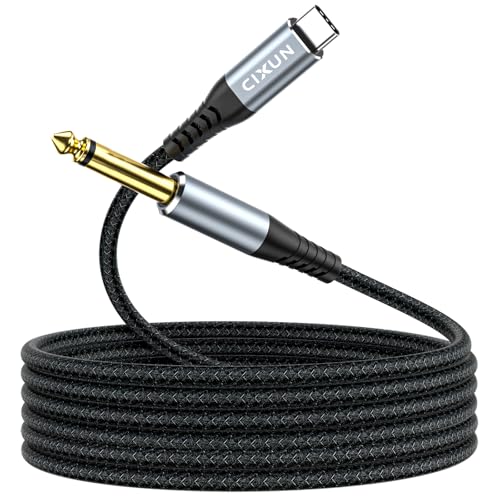 USB Guitar Cable 9.8F, Guitar 1/4 Inch TS to Computer USB C Interface Cable Adapter for Instruments Recording Singing, 32Bit/384Khz Mono Braided Shielding Cable Compatible with USBC Ports - size: 9.8FT