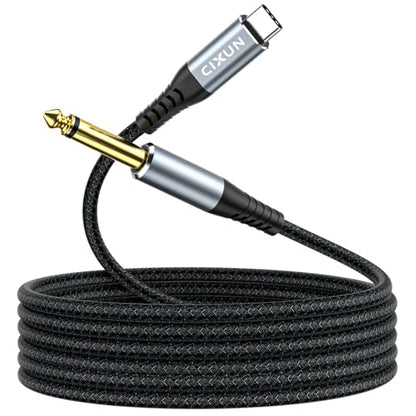 USB Guitar Cable 9.8F, Guitar 1/4 Inch TS to Computer USB C Interface Cable Adapter for Instruments Recording Singing, 32Bit/384Khz Mono Braided Shielding Cable Compatible with USBC Ports - size: 9.8FT