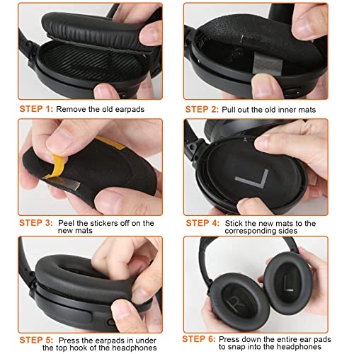 Earpads for Bose QuietComfort 45 QC45 QC35 ii QC35 Ear Pads Headphones Ear Cushions Replacement with Upgraded Memory Foam - color: QC45 Black