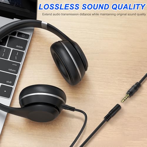 MEIRIYFA 3 Pole 2.5mm to 3.5mm Stereo Jack Adapter Cable | 2.5mm Mono Male to 3.5mm Female TRS Headset Audio Extender Cable for Headphone -1M (2PCS)