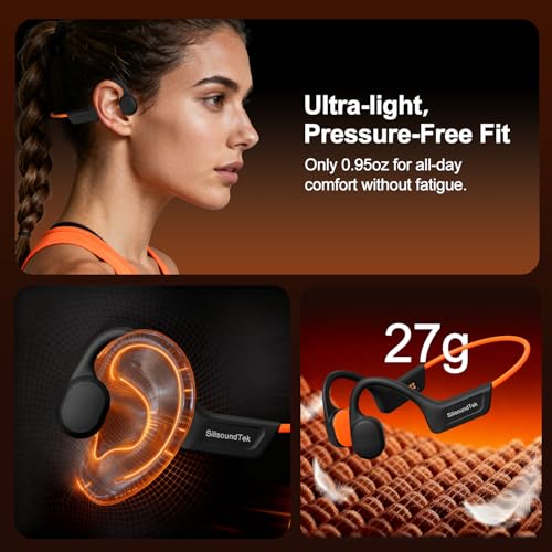 Bone Conduction Headphones,IPX7 Waterproof Wireless Bone Headphones,Open Ear Headphones Bluetooth 5.3 Built-in Mic,10H Playtime for Running,Cycling,Hiking,Gym,Workout. - color: Light Orange