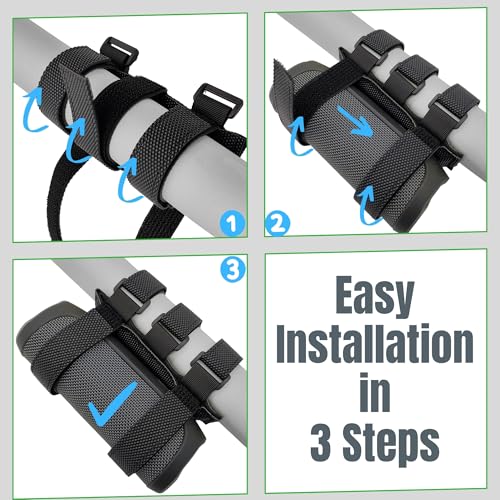 Portable Speaker Mount for Bike - Heavy-Duty Waterproof Hook and Loop Fastener Strap Holder Fitting Railing, Roll Bar & Frame of Bicycle, Golf Cart, Scooter, UTV, ATV, Motorcycle, Stroller - color: Black Grained Basic