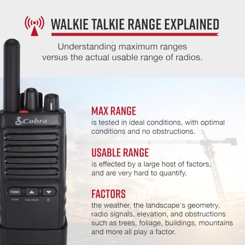 Cobra PX652 Professional Walkie Talkies, Rechargeable, 22 Channels | 300,000 sq. ft/25 Floor Range, Dust Protected & Splashproof (IP54 rating), Headsets and Chargers Included (2-Pack) - style: PX650 - 2 Pack