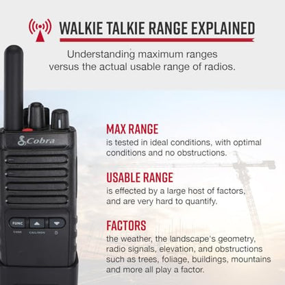 Cobra PX652 Professional Walkie Talkies, Rechargeable, 22 Channels | 300,000 sq. ft/25 Floor Range, Dust Protected & Splashproof (IP54 rating), Headsets and Chargers Included (2-Pack) - style: PX650 - 2 Pack