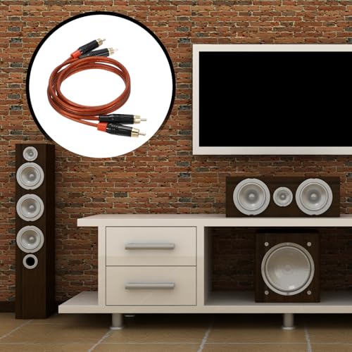 MECCANIXITY 2RCA Male to 2RCA Male Audio Stereo Cable, 3.3 ft RCA Subwoofer Cable with Gold Plated Plugs for Home Theater, HDTV, Amplifiers, Speakers, Red Brown Cable Black Shell - color: Red Brown/Black, size: 3.3 ft