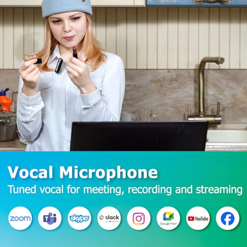 Bluetooth Wireless Lavalier Microphone, Noise Canceling, No Receiver, 15M Range, 10H Battery, Remote Shutter, for GoPro Hero 12, Smartphone, Live Stream, Interview, Vlog, Meeting (Silver)