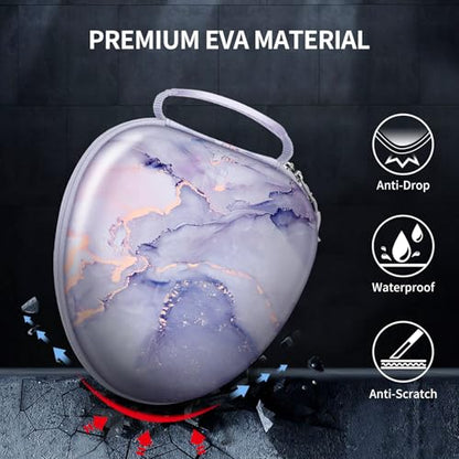 Fintie Hard Case for AirPods Max 2 (2026) and AirPods Max 1 (2024/2020) | Travel Carrying Storage Bag, Shockproof, Protective, Auto Wake/Sleep, Lilac Marble - color: lilac marble