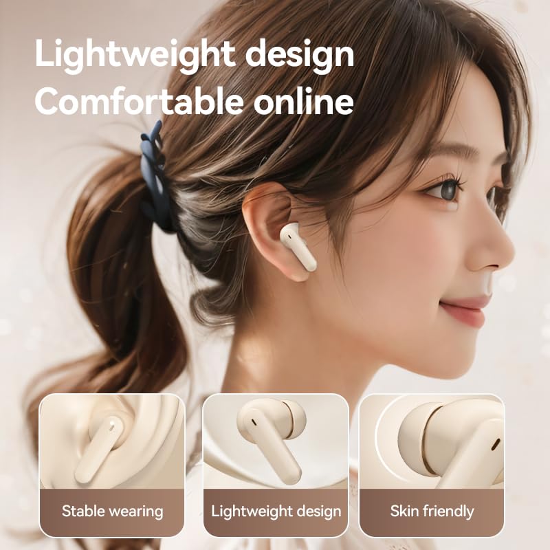 Wireless Earbuds, Bluetooth 5.4 Headphones Stereo Bass with Noise Cancelling Mic, Playtime in Ear Ear Buds with LED Power Display Charging Case, IPX7 Waterproof , for Sports Work Gaming (white) - color: White