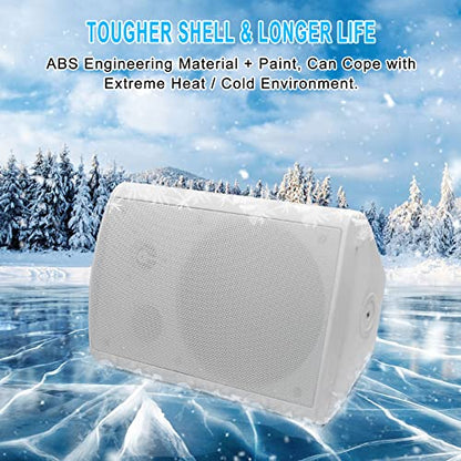 Herdio 800W 6.5 Inch Outdoor Speakers Bluetooth Waterproof Wired with Superior Amplifier, Wall Mounted Sound System, Enhanced Bass & Durable, Mountable Swivel Brackets, for Patio Home (2 Pairs, White) - color: White