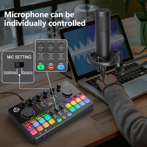 M100 Podcast Equipment Bundle for 2,Audio Mixer with 3.5mm Condenser Mics | Plug‑and‑Play,for PC and phone,OBS,Ideal for 2‑person Live Streaming,Gaming,Podcast Recording,Singing,Content Creation