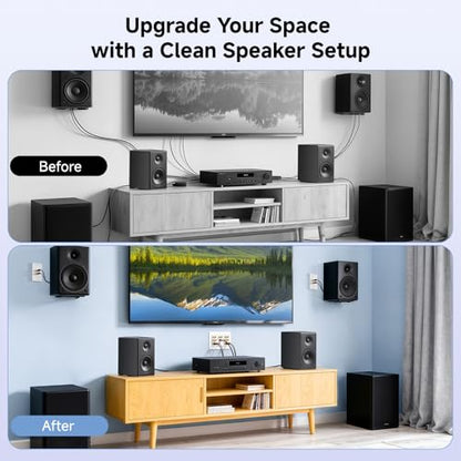 Cable Matters Triple Gang 7.1 Speaker Wall Plate with HDMI, White | HDMI Pass-through, Gold-Plated Binding Posts, Banana Plug Compatible, for Home Theater Wiring - style: 7.1-Speaker w/ HDMI