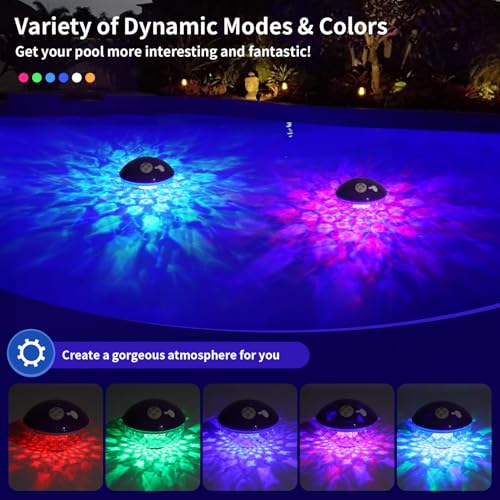 Floating Pool Speakers with Colorful Lights, Bluetooth Wireless Pool Speaker Floatable IP68 Waterproof, Built-in Mic & Crystal Clear Sound Bluetooth Hot Tub Speaker for Pool Party Outdoors - color: Purple