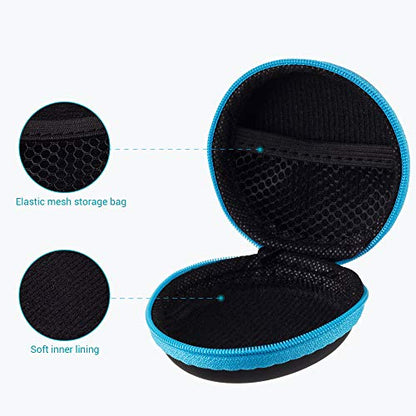 SUNGUY [2-Pack Earbuds Case, Small Round Pocket Earbud Travel Carrying Case Pouch with Carabiners for Earbuds, Headsets, in-Ear Headphones, Hearing Aids, USB Cable and More (Red + Blue) - color: Red+Blue