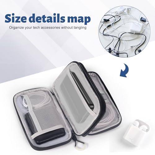 Electronic Organizer, Travel Cable Organizer Case - Compact 8-Pocket Pouch for Chargers, Cords & Tech Accessories (8.2x5.9x2 Inch)