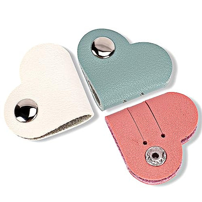 KALIONE 하트 코드 오거나이저 3팩 랩 매니저, USB 케이블 오거나이저 보관 PU 가죽 이어폰 보관 스트랩 휴대용 가방 충전 케이블 홀더 귀여운 헤드폰 케이스 여성 여아용 선물