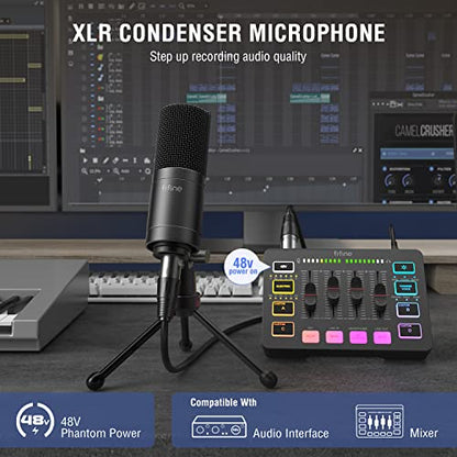 FIFINE K669C XLR Condenser Microphone for Recording, Podcast | Cardioid Studio Mic for Voice-Over, Streaming, Vocals, Compatible with Audio Mixer/Audio Interface