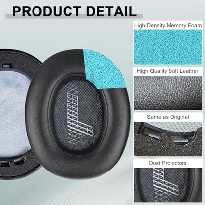 Replacement Ear Pads for JBL E65 (E65BT E65BTNC)/Live 650 (650NC 650BTNC)/Live 660 (660NC 660BTNC)/Duet NC Over-Ear Headphones, Headset Ear Cushions, Headset Earpads, Ear Cups Cover-Black - color: Black