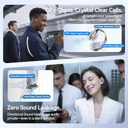 Linklike Air Open Ear Clip-on Earbuds｜Zero-Gravity Wearable Tech｜Silver - color: Silver