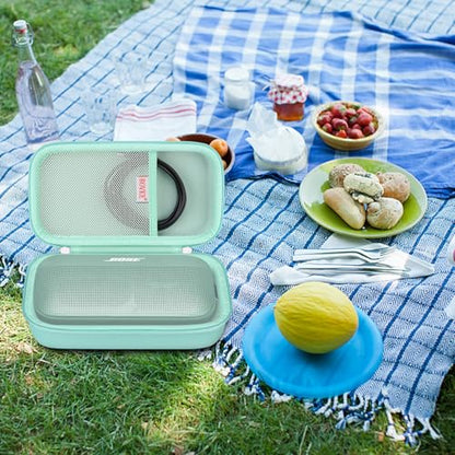 BOVKE Hard Travel Speaker Case for Bose New SoundLink Flex Speaker (2nd Gen) / Bose SoundLink Flex Bluetooth Portable Speaker, Mesh Pocket for Bose Speaker Charger, Charging Cables, Alpine Sage - color: Alpine Sage