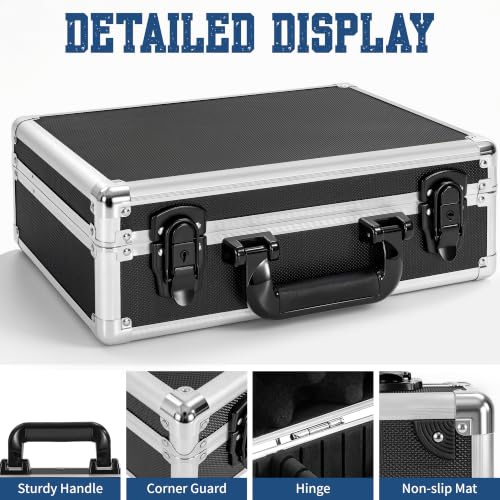 Aluminum Storage Case with Adjustable Dividers, Multi-Function Lockable Storage Carrying Case for Graded Card, Barber Tools, Makeup Tools, etc (Medium) ﻿ - size: L 14'' X W 10' X H 5''