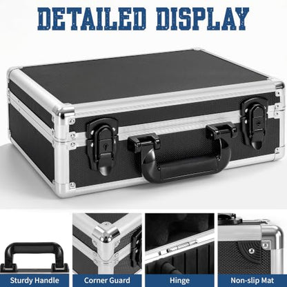 Aluminum Storage Case with Adjustable Dividers, Multi-Function Lockable Storage Carrying Case for Graded Card, Barber Tools, Makeup Tools, etc (Medium) ﻿ - size: L 14'' X W 10' X H 5''