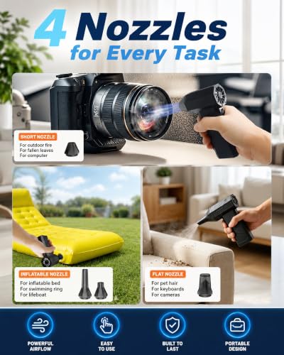 Compressed Air Duster, 180000RPM Electric Turbo Fan | Rechargeable Cordless Air Blower with 3 Speeds, Brushless Motor, Keyboard, Gaming PC & Electronics Cleaner