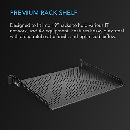 AC Infinity Vented Cantilever 1U Universal Rack Shelf, 14" Deep | Designed for 19” Equipment Racks. Heavy-Duty 2.4mm Cold Rolled Steel, 60lbs Capacity - size: 1RU 14" Deep