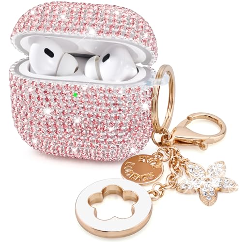 Case for Apple Airpods Pro 3 Case Cover 2025, VISOOM Bling Jewerly Airpods iPods Pro3 Cases Cute Glitter Diamond Airpod iPod Pro3 Cases Rhinestone AirPods iPods Pro 3rd Gen Cas with Keychain for Women - color: J-Sakura Pink, size: Airpods Pro 3(2025)