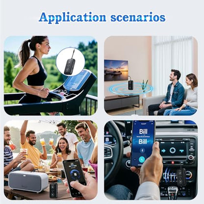 Airplane Bluetooth Adapter for Headphones,Qualcomm Chipset,Black | Airplane Bluetooth 5.4 Transmitter Supports 2 AirPods or Headphones, 2-in-1 AUX Wireless Receiver for Gym, TV, Car, Audio