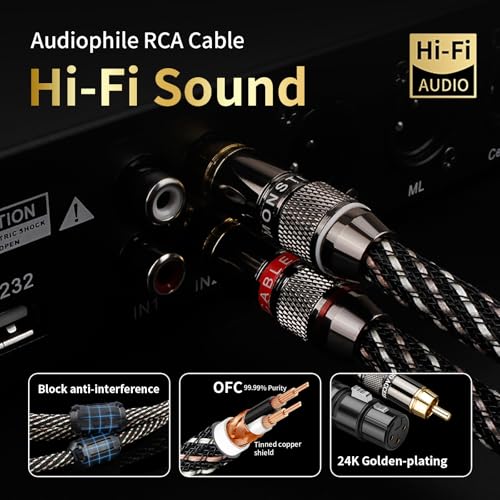 Audiophile HiFi RCA to XLR Cable 6.56ft 2-Pack RCA Male to XLR Female | 4N OFC Core, 24K Gold-Plated Plugs, Nylon Braid, Ferrite Cores, Double Shielded Audio Cable for Amplifiers/Mixers/Microphones - size: 6.56ft/2m