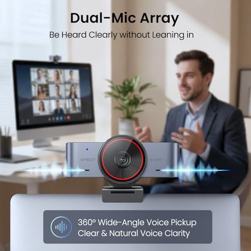 EMEET C960 Ultra 4K Webcam for Mac & PC, 1/1.5" Large Sensor, Metal Body | 0.2s Autofocus, DRC, Whiteboard Mode, Built-in Privacy Cover, 2 Mics, USB Webcam 4K for Meetings, Streaming, Content Creation - style: 4K Ultra