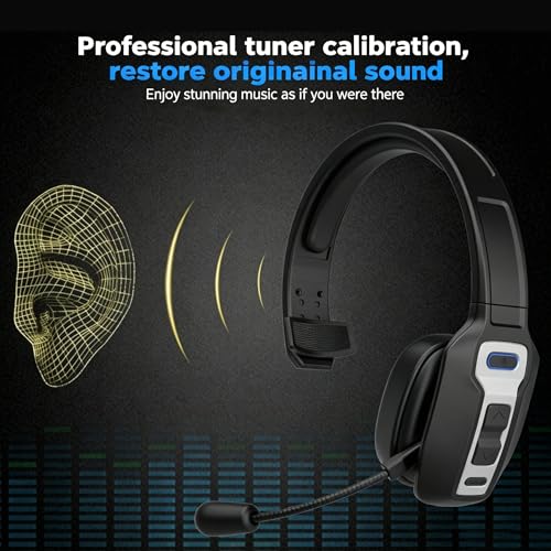 Gold Single Ear Bluetooth Headset, Lightweight Comfort Business Earpiece with Noise Canceling Mic, Hands-Free Mono Headphone for Office, Driving, Conference Calls - color: Gold