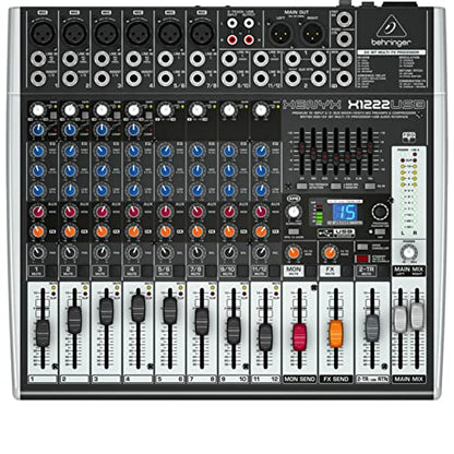 Behringer XENYX X1222USB Premium 16-Input 2/2-Bus Mixer with XENYX Mic Preamps and Compressors, British EQ, 24-Bit Multi-FX Processor and USB/Audio Interface