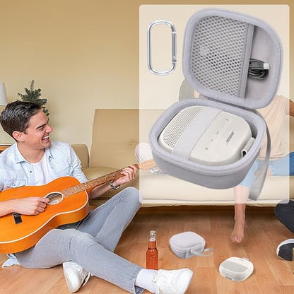 Aenllosi Case for Bose SoundLink Micro 2nd Gen Speaker, Gray-White | EVA case construction, Water-resistant design, Dust-resistant design, Protective case only - color: Grey-White, style: Hard Case for Bose SoundLink Micro 2nd Gen