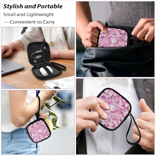 Earbud Case Axolotl Cherry Blossom Pink Earphone Carrying Case Cell Phone Accessories Storage Bag with Handle for Earphone,Flash Drive,Charging Cable, Key Wall Charger - color: Axolotl Cherry Blossom Pink