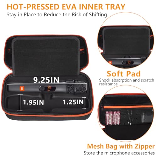 Wireless Microphone Case Compatible with JBL Wireless Two Microphone System, Handheld Dual Mic Travel Bag for Party Box, Singing, Karaoke for JBL mic, Receiver, Adapter, AA Batteries -Black (Box Only) - color: Black