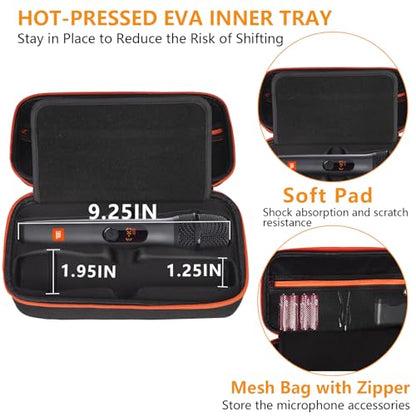 Wireless Microphone Case Compatible with JBL Wireless Two Microphone System, Handheld Dual Mic Travel Bag for Party Box, Singing, Karaoke for JBL mic, Receiver, Adapter, AA Batteries -Black (Box Only) - color: Black
